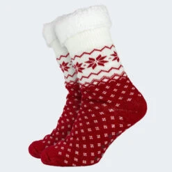 Anti-slip Huissokken | Gevoerde Sokken | Rood -Quechua Schoenen Verkoopwinkel anti slip huissokken gevoerde sokken rood 2