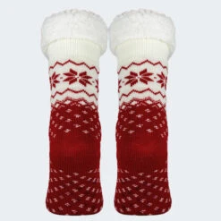 Anti-slip Huissokken | Gevoerde Sokken | Rood -Quechua Schoenen Verkoopwinkel anti slip huissokken gevoerde sokken rood 3