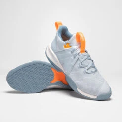 Handbalschoenen Voor Heren/dames H500 Faster -Quechua Schoenen Verkoopwinkel handbalschoenen voor volwassenen hs faster 500 grijs oranje 2