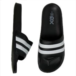 XQ Badslippers Heren Gestreept Zwart